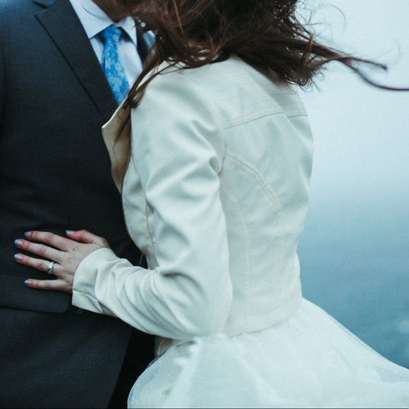 Cropped Ivory Leather Jacket - Perfect for a Wedding Ensemble! - Picture 7 of 9